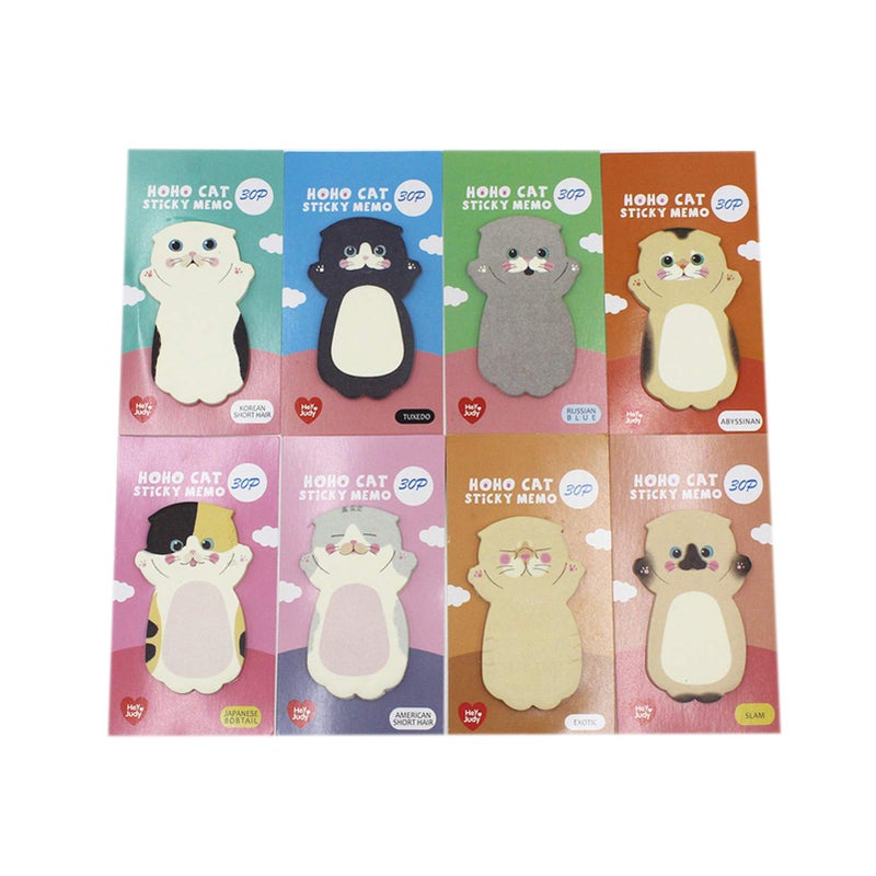 MINGSEECESS 8 Pack Cute Animal Sticky Notes Pads Cat Cartoon Self-Stick Note Memo Pad Sets for Cat Lovers Office Home - Image 1